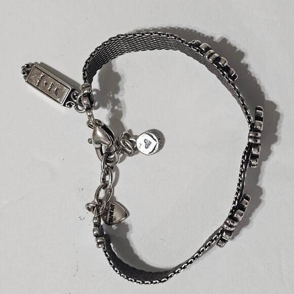 Brighton Vintage Self Love‎ & Respect Silver Mesh Bracelet Scroll Cross Black - Picture 4 of 8